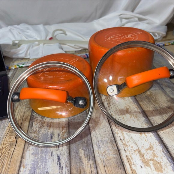 Rachael Ray Cookware Set 4 Piece Pots Pan Nonstick Performance Orange - Picture 7 of 10